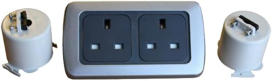 Set of electrical plugs and sockets on a white background