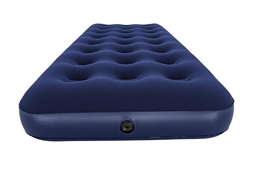 Blue inflatable mattress on a white background