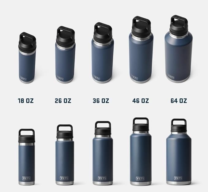 YETI water bottles in various sizes on a white background