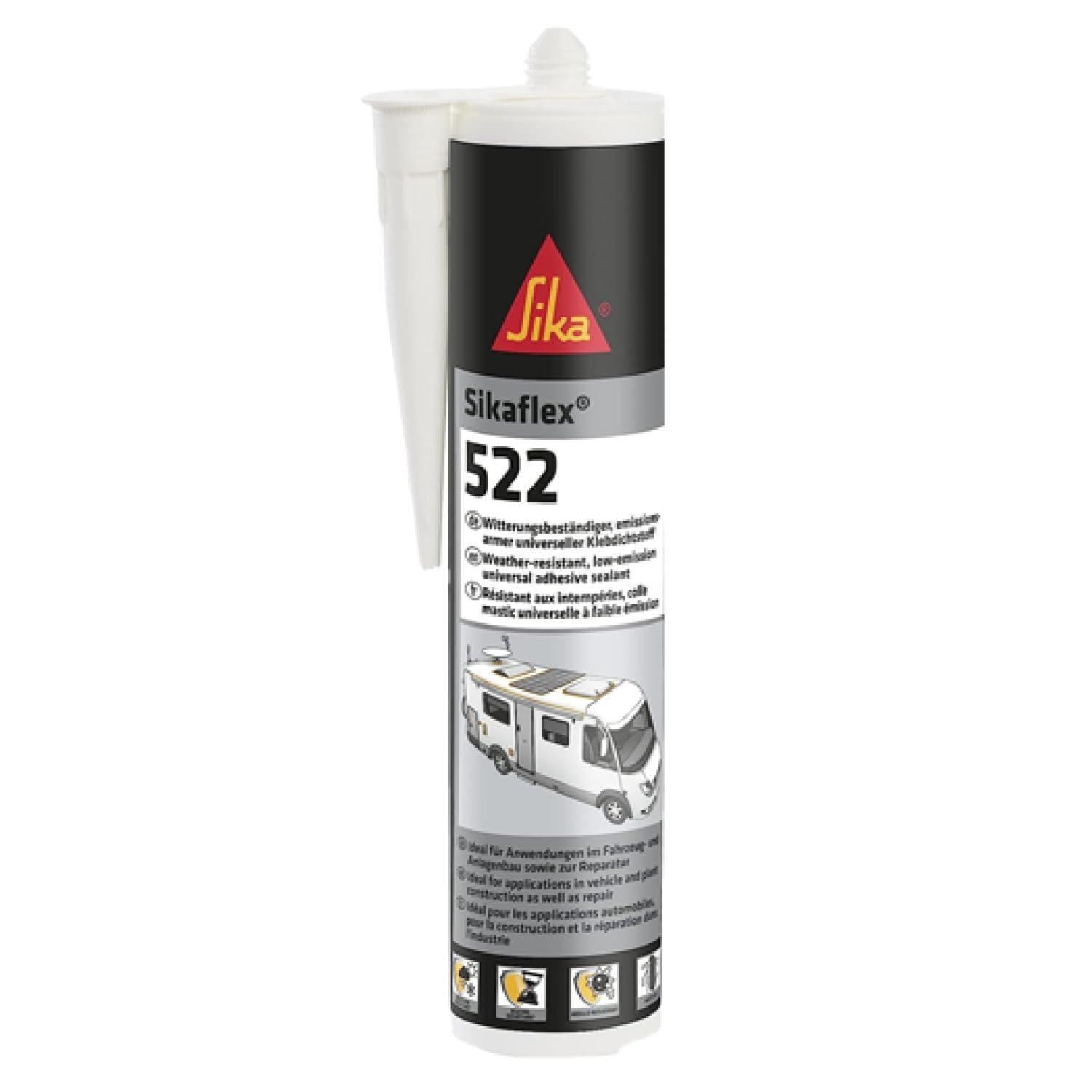 Sika Sikaflex 522 sealant cartridge on a white background