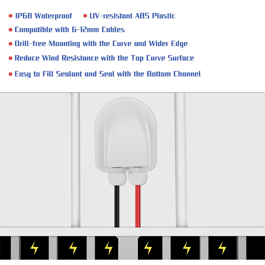 Cable grommet with features listed above it on a white background