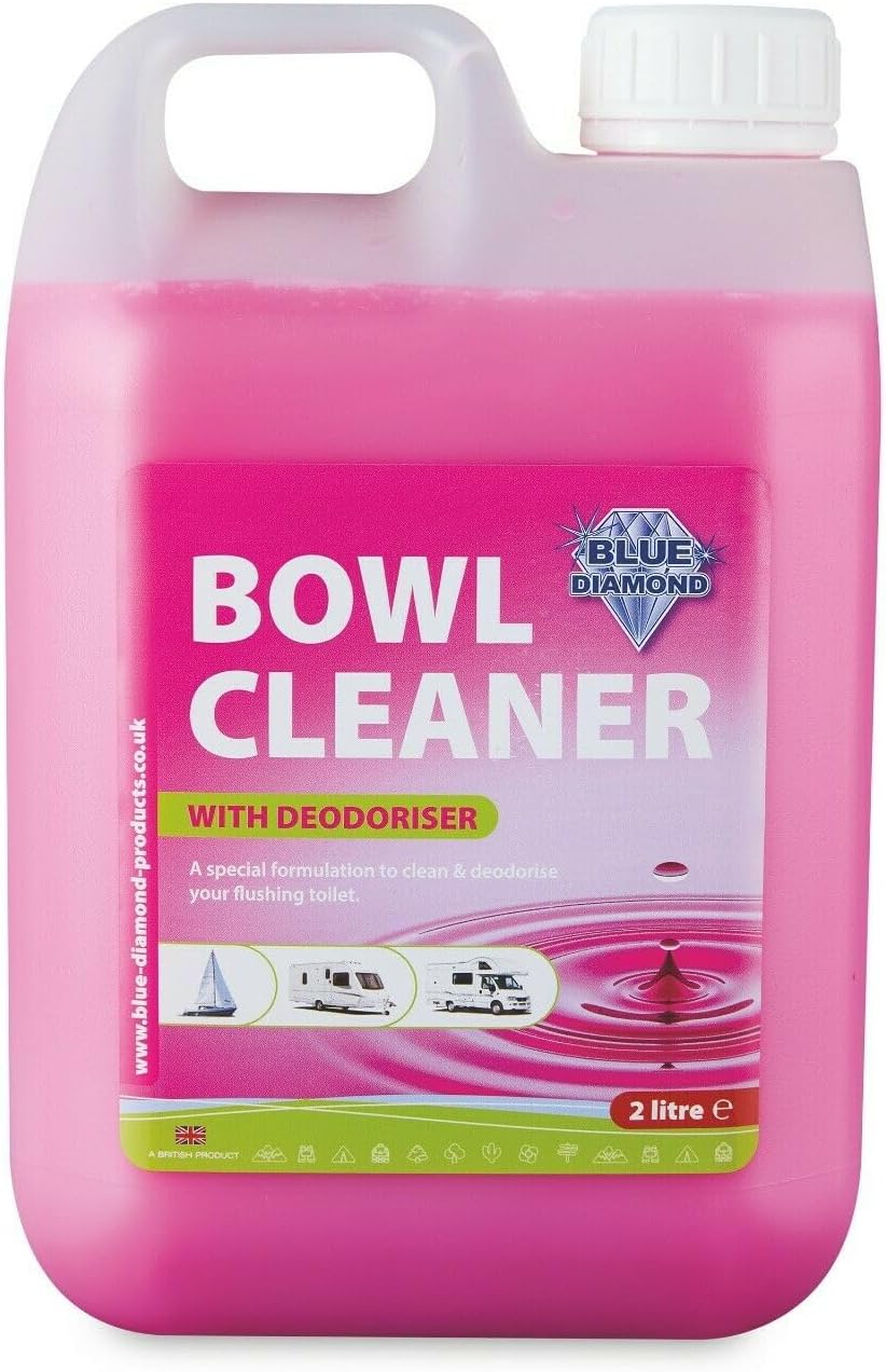 Pink bottle of Blue Diamond Bowl Cleaner with Deodoriser on a white background