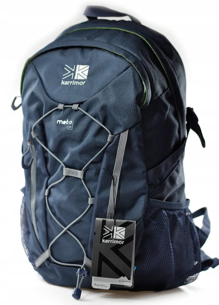 Blue backpack with Karrimor branding on a white background