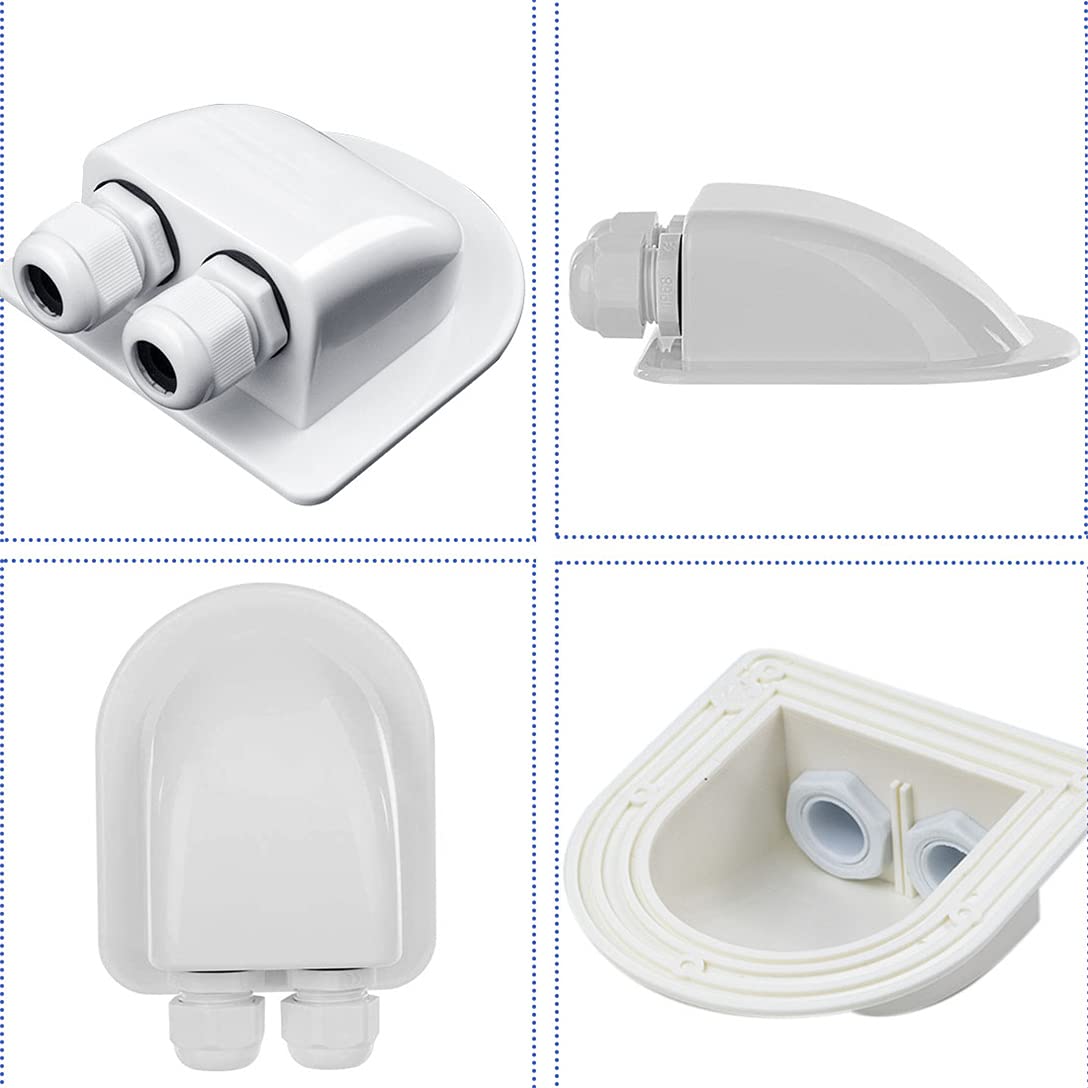 Set of white shower nozzles and components on a white background