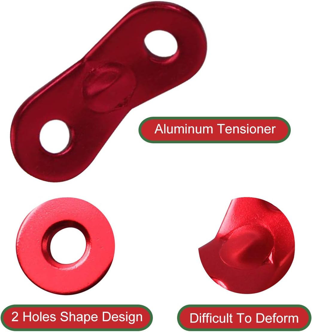 Red aluminum tensioner with features highlighted on a white background