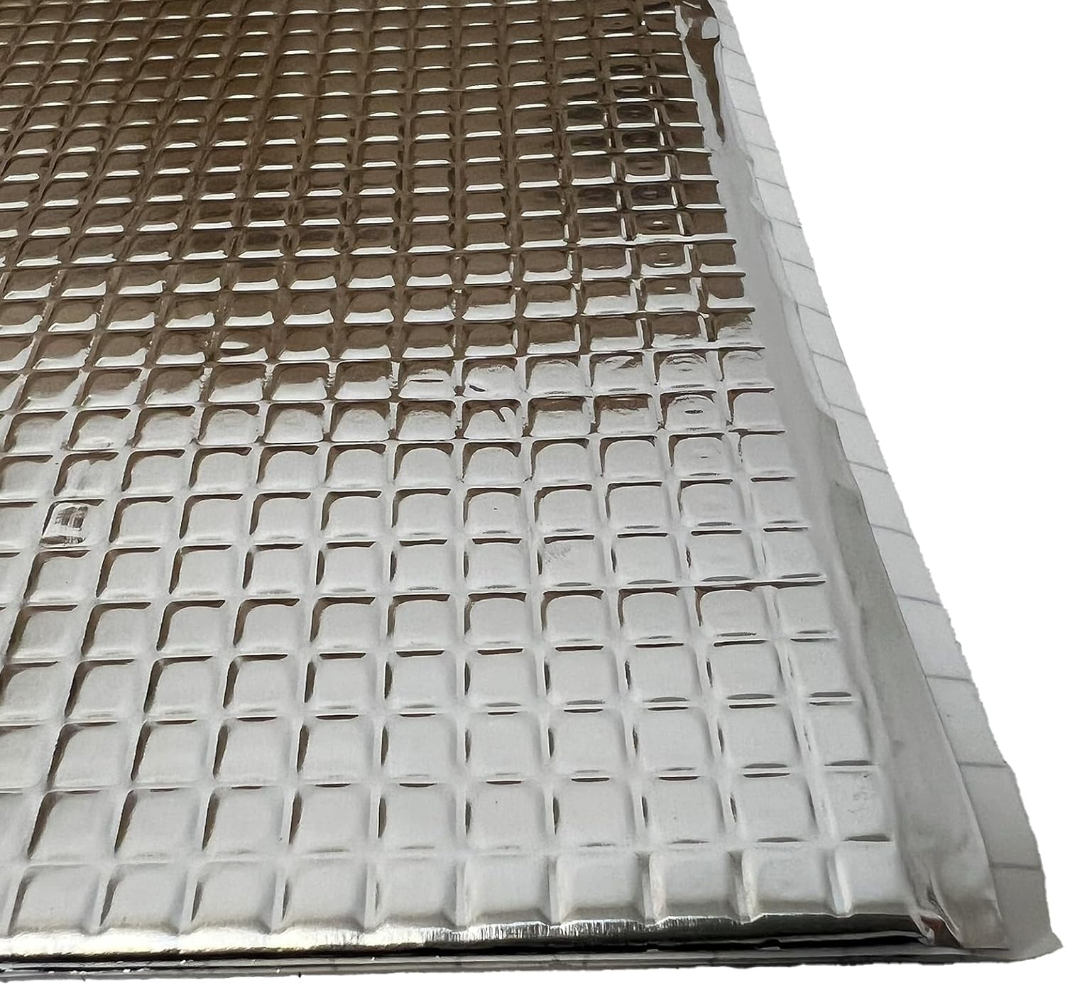 Metallic grid sheet on a white background