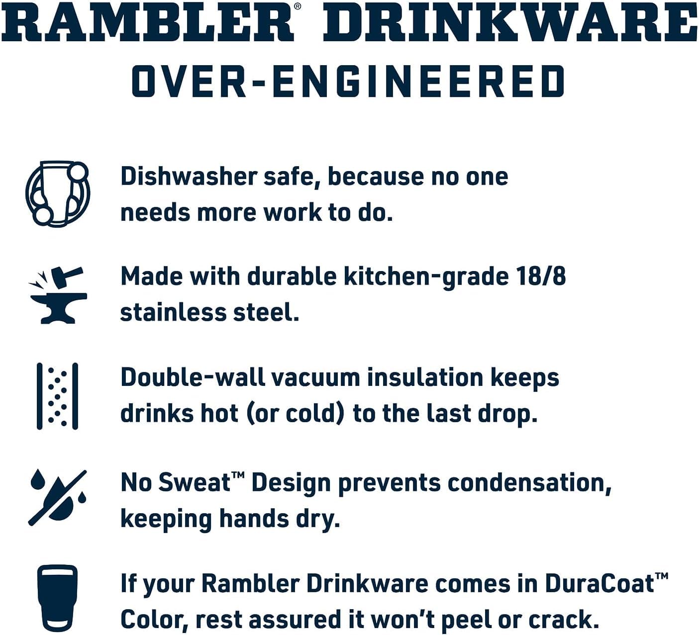 Rambler drinkware features with text on a white background