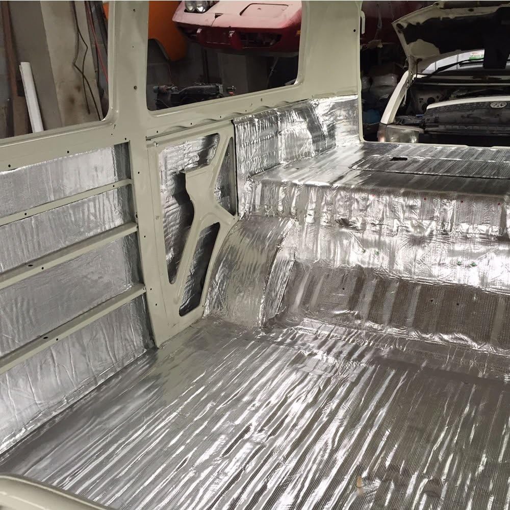 Insulated metal floor and walls of a vehicle interior