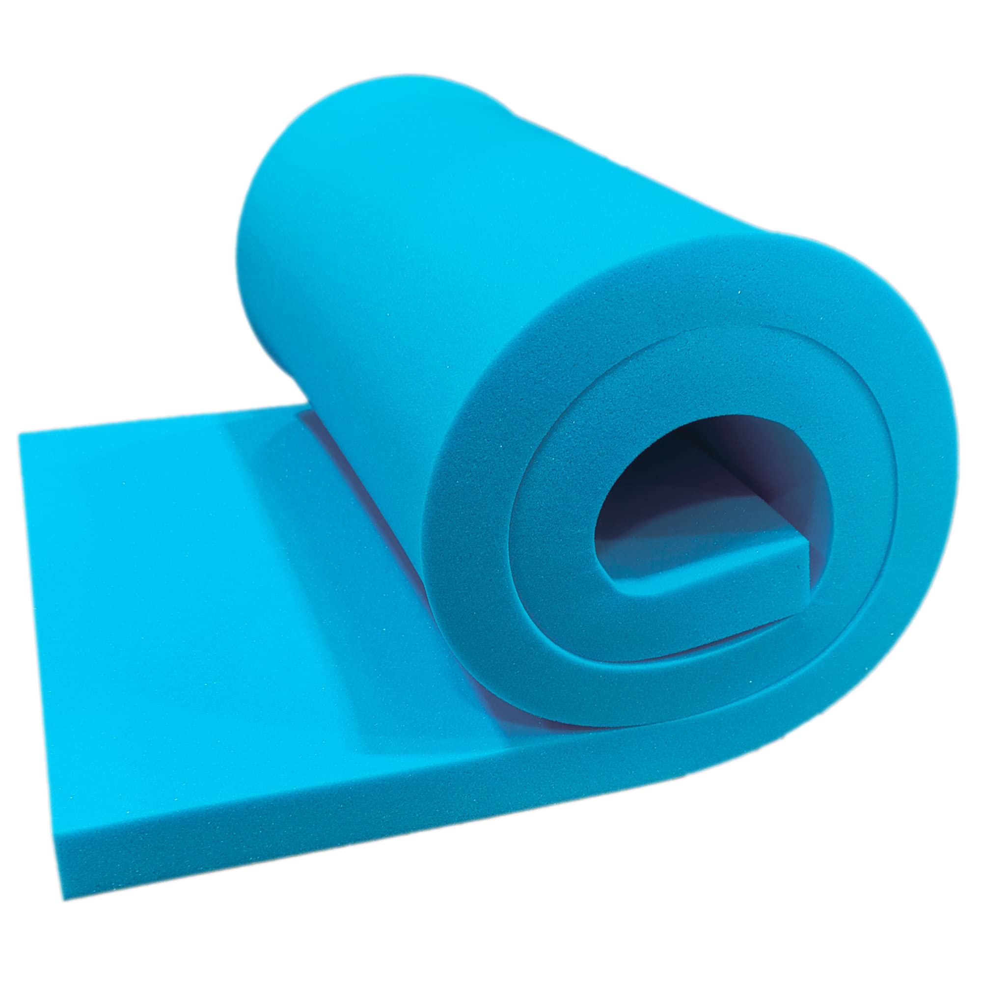 Blue foam roll on a white background