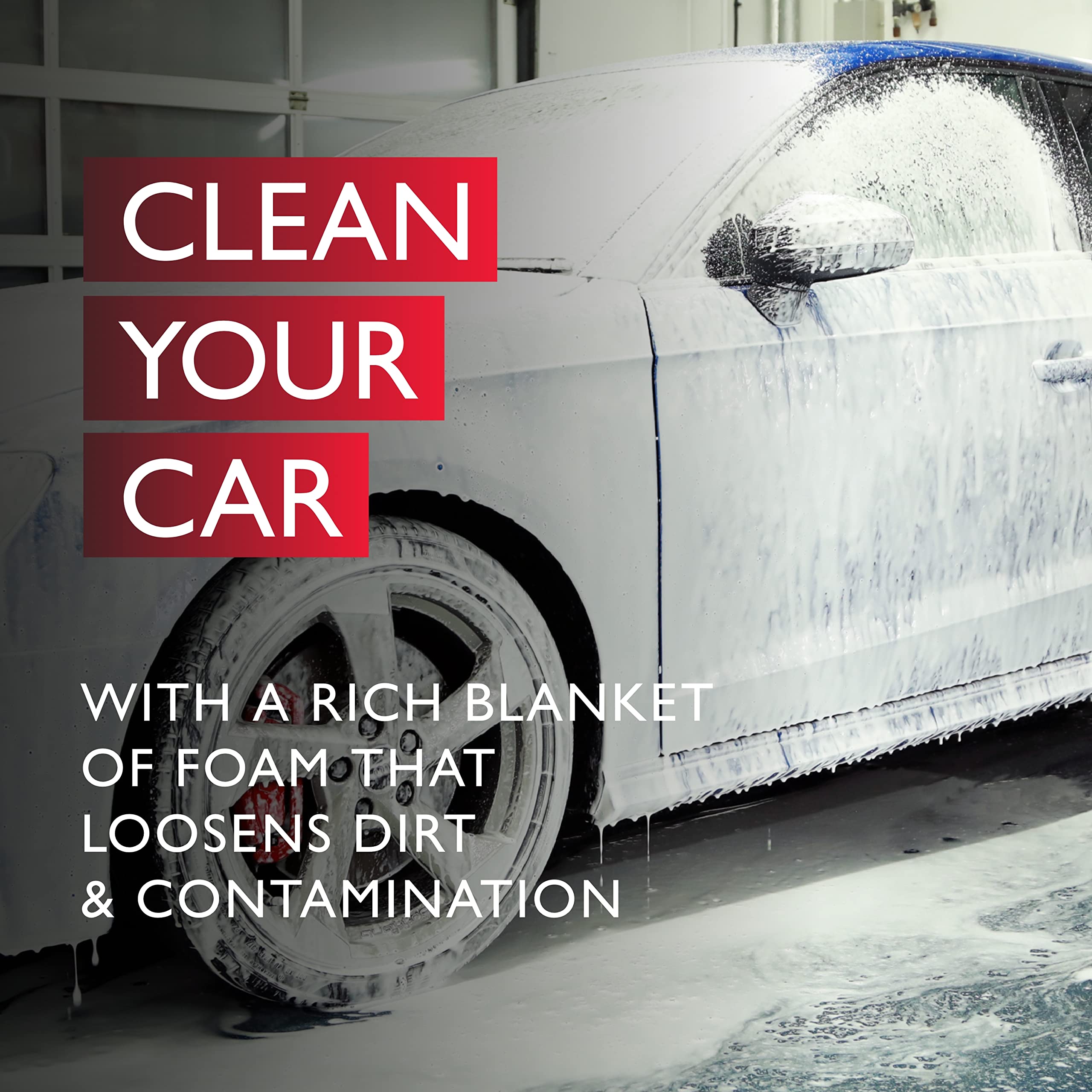 Car being washed with foam on a white background