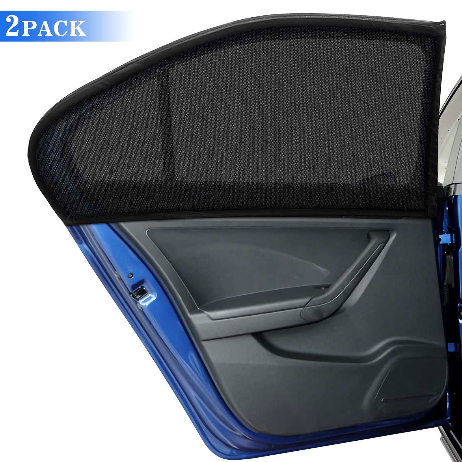 Car door with a black window shade and '2 Pack' text above.