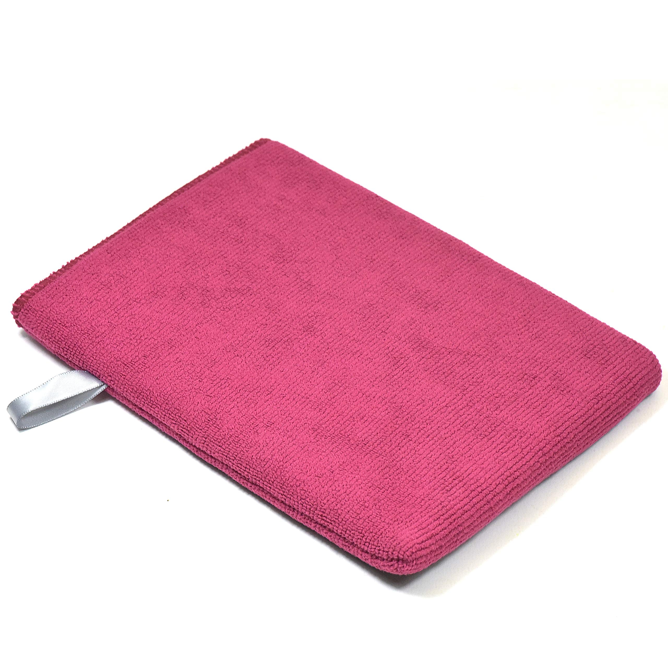 Pink textured pouch with a strap on a white background