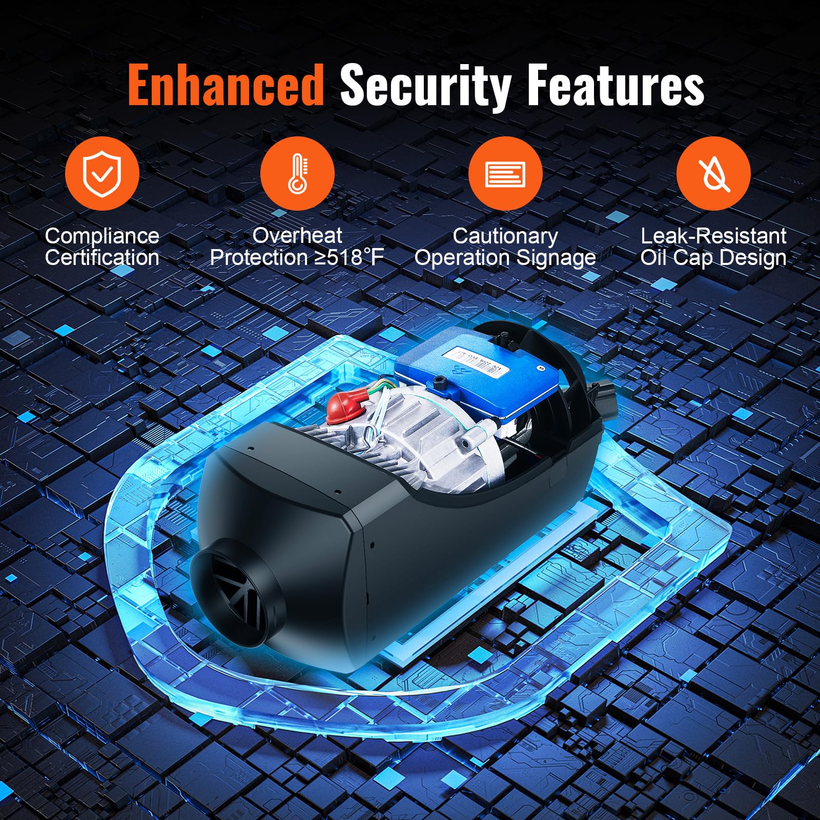 Product with enhanced security features on a digital background