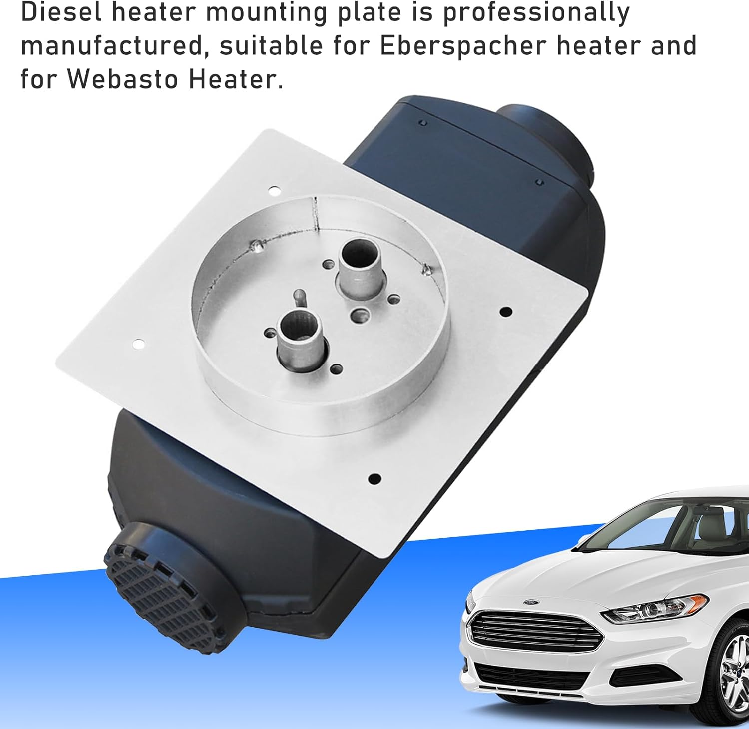 Diesel heater mounting plate with car in the background