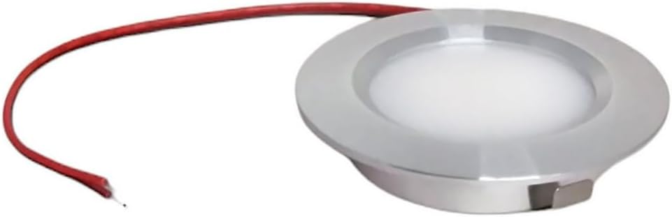 Metallic circular component with a red wire on a white background