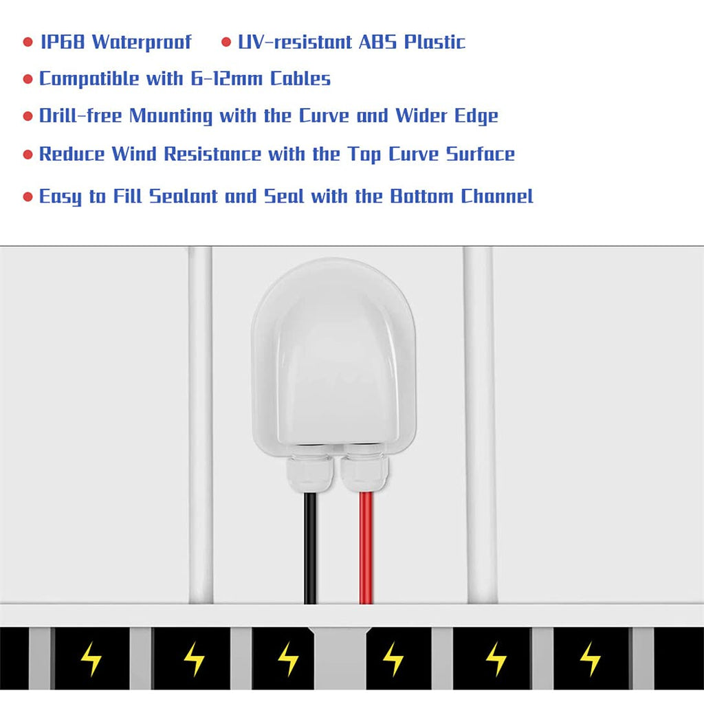 Cable grommet with features listed above it on a white background