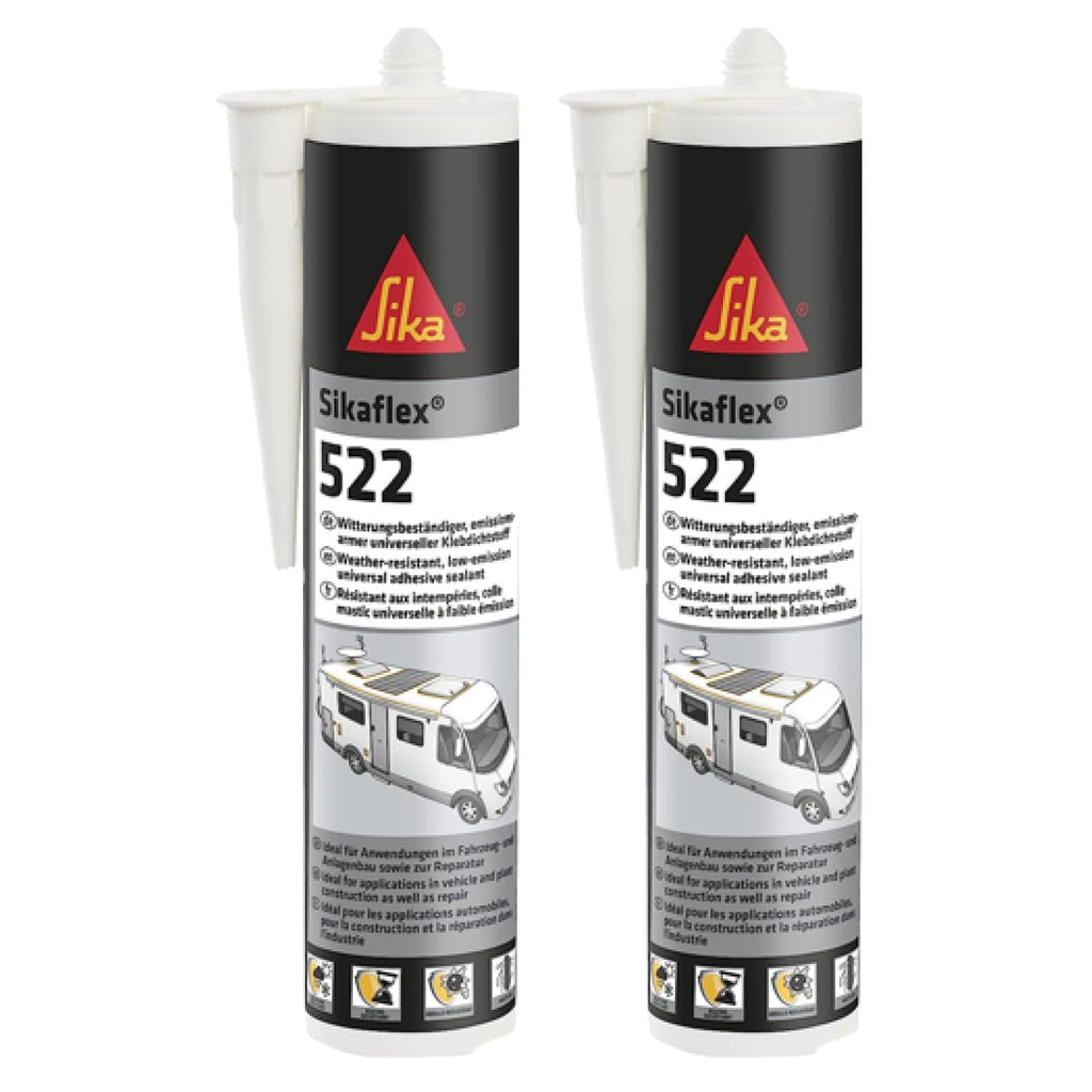 Two tubes of Sika Sikaflex 522 sealant on a white background