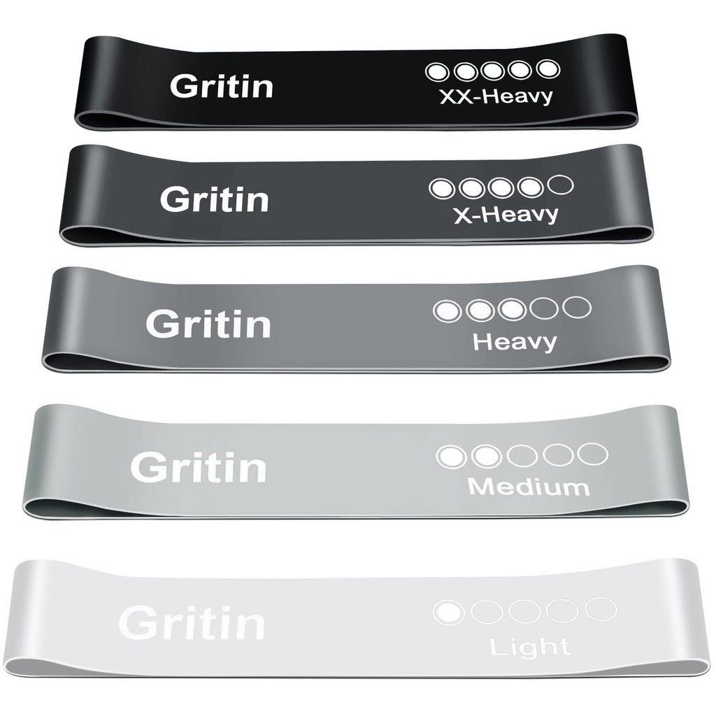 Set of Gritin resistance bands in different weights on a white background