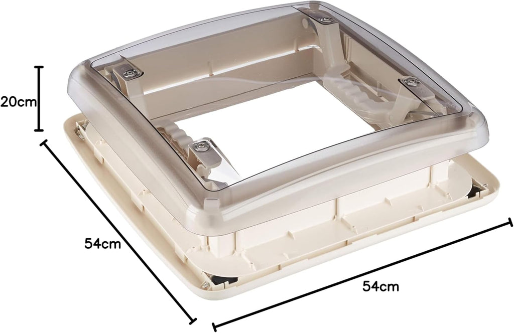 Rectangular plastic cover with dimensions labeled on a white background