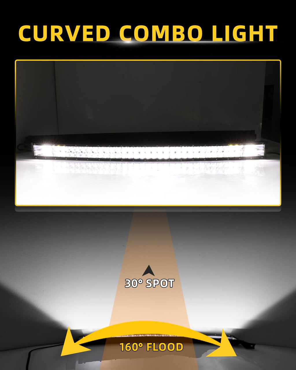 CO LIGHT Curved LED Light Bar 52 inch 750W 80000LM Triple Rows Spot Flood Combo Light Off-Road Driving Lights with Wiring Harness High Brightness for Trucks SUV ATV UTV Marine