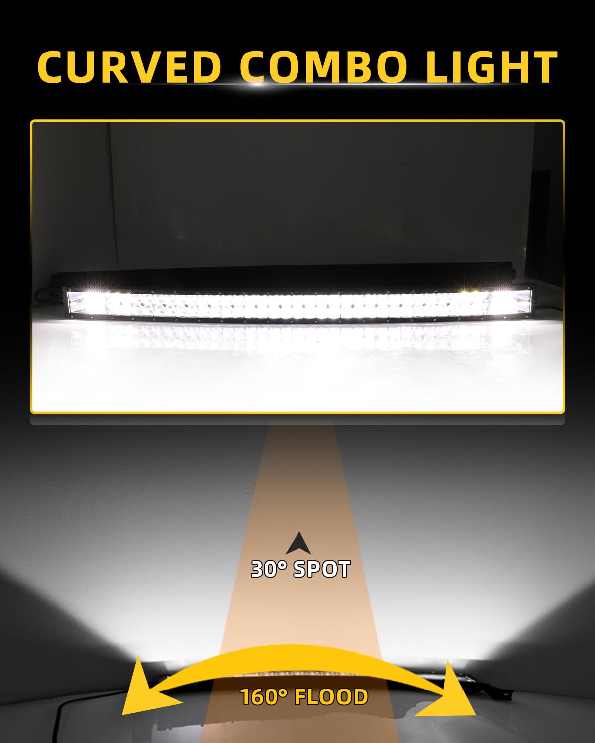 CO LIGHT Curved LED Light Bar 52 inch 750W 80000LM Triple Rows Spot Flood Combo Light Off-Road Driving Lights with Wiring Harness High Brightness for Trucks SUV ATV UTV Marine