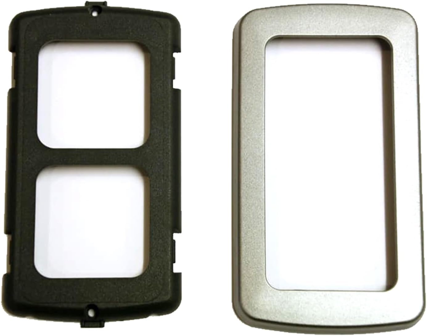 Black and silver rectangular frames on a white background