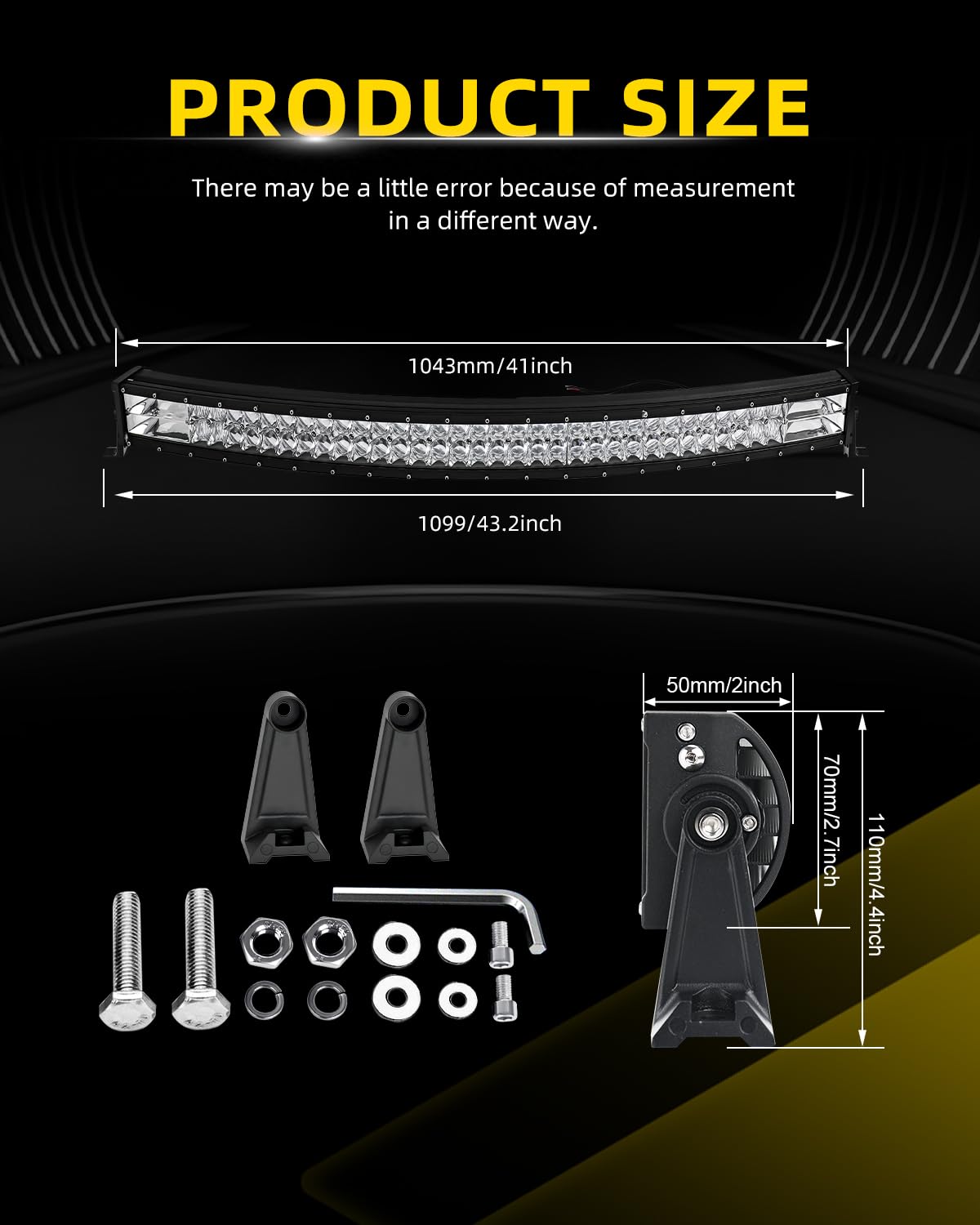 CO LIGHT Curved LED Light Bar 52 inch 750W 80000LM Triple Rows Spot Flood Combo Light Off-Road Driving Lights with Wiring Harness High Brightness for Trucks SUV ATV UTV Marine