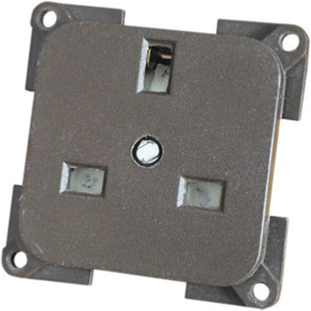 Metallic switch or relay component on a white background