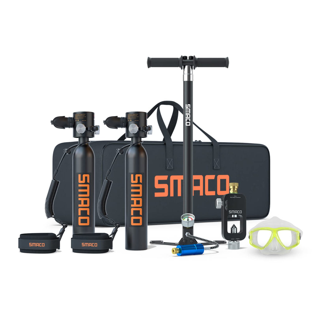 Scuba diving equipment set with SMACO branding on a white background