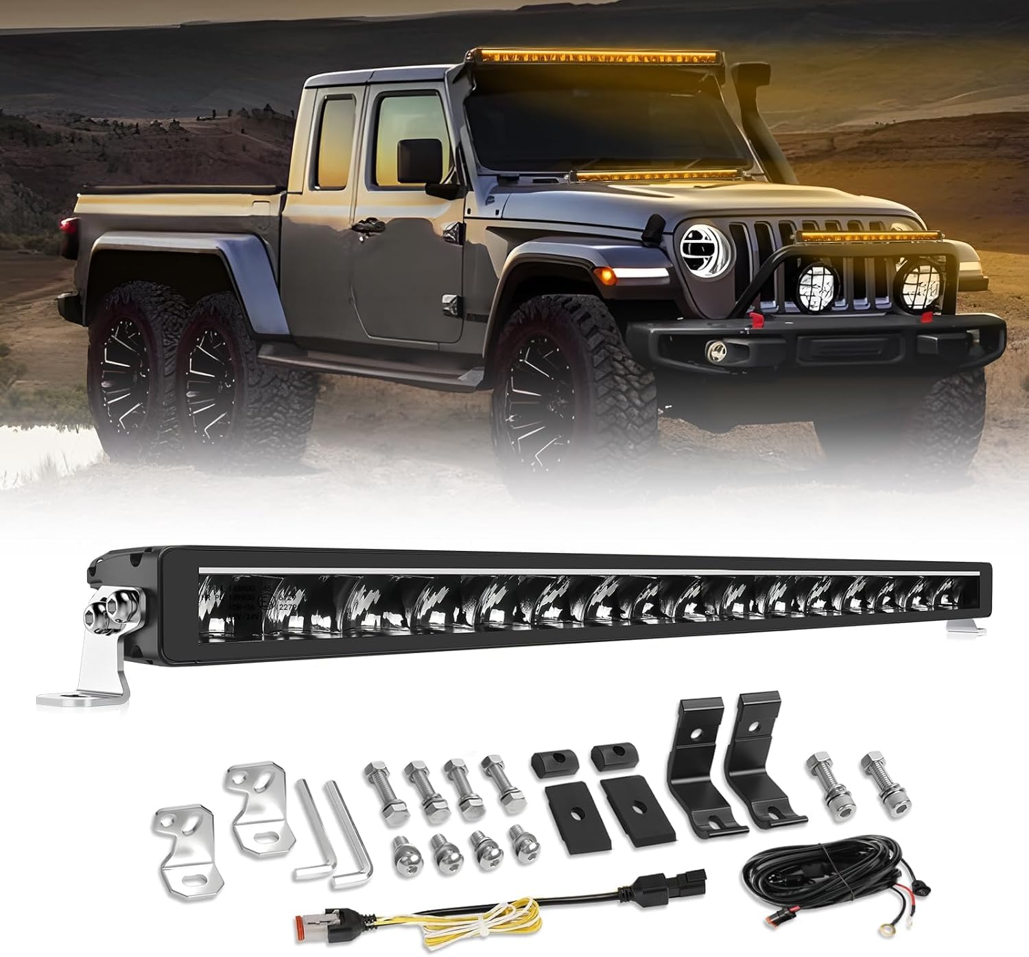 CO LIGHT 40W LED Light Bar – White & Amber DRL IP68 12V–30V