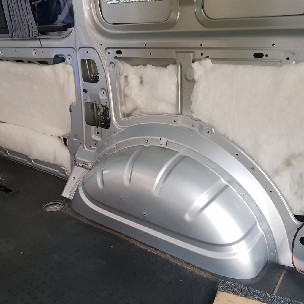 Van interior with foam insulation and metal frame