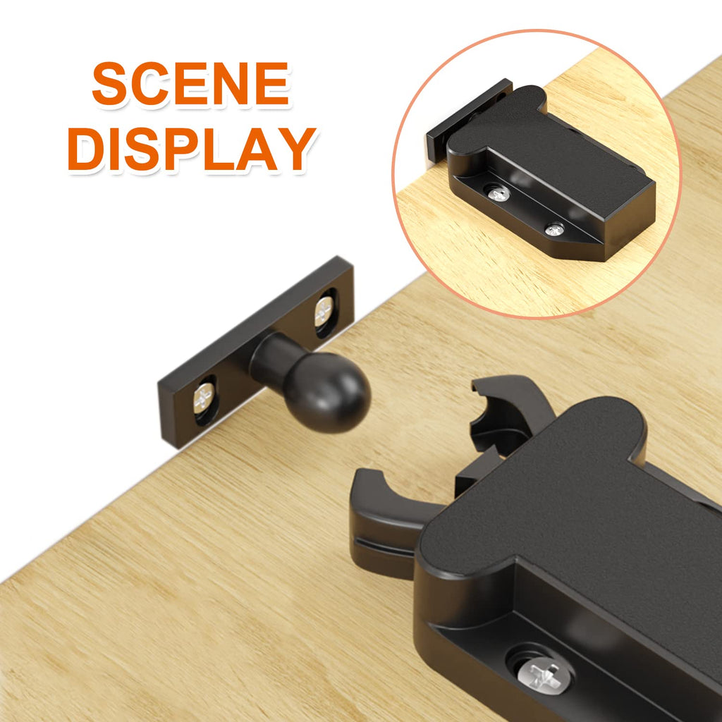 Black metal corner brackets on a wooden surface with 'SCENE DISPLAY' text.