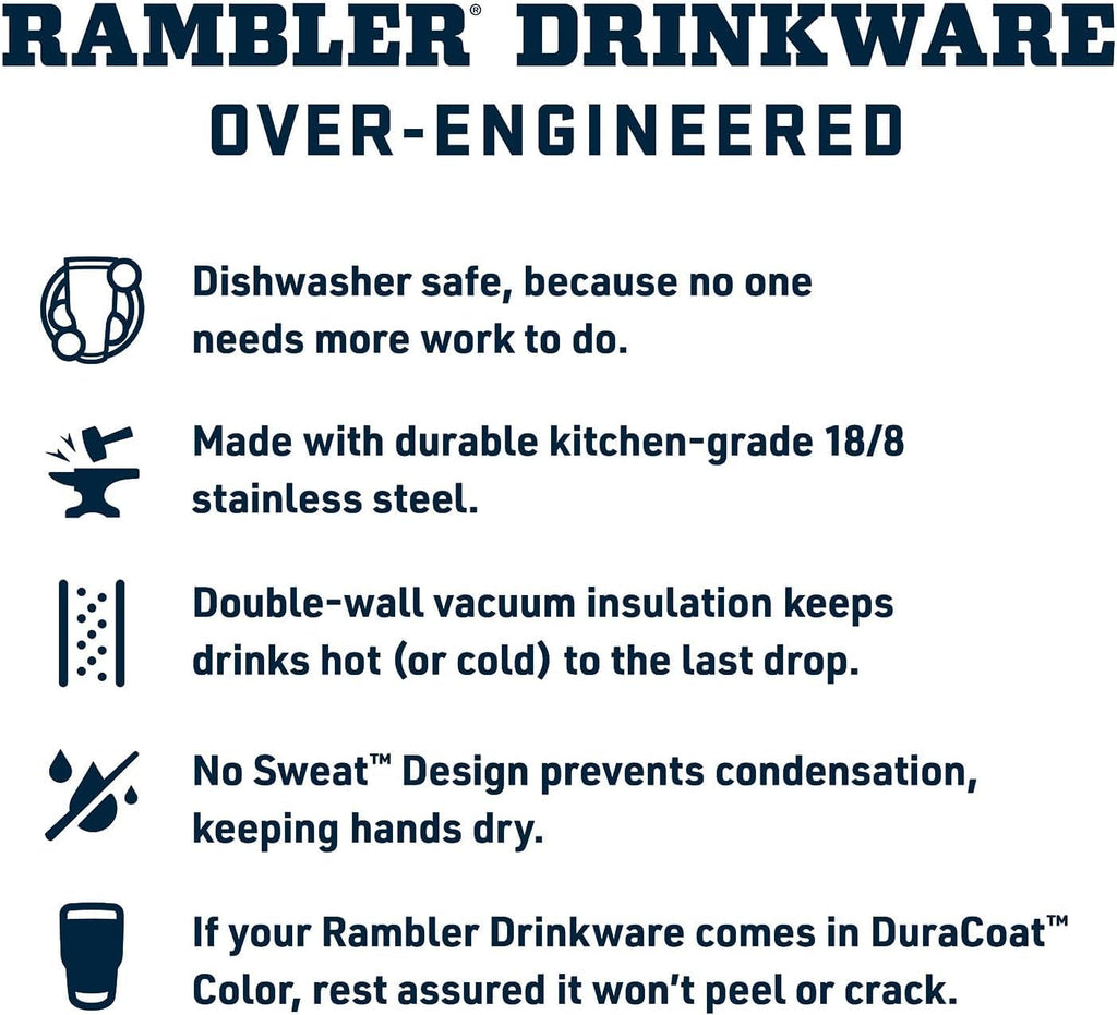 Rambler drinkware features with text on a white background