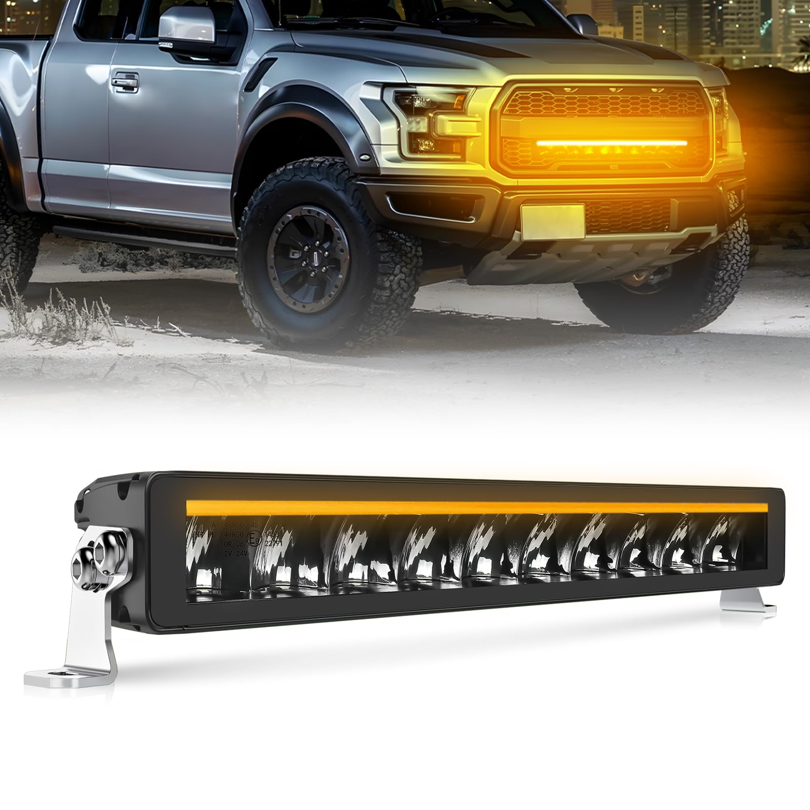 CO LIGHT 40W LED Light Bar – White & Amber DRL IP68 12V–30V