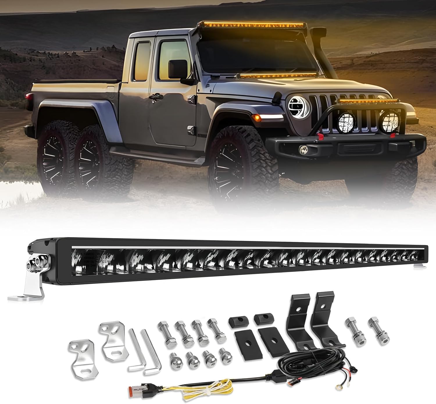 CO LIGHT 40W LED Light Bar – White & Amber DRL IP68 12V–30V