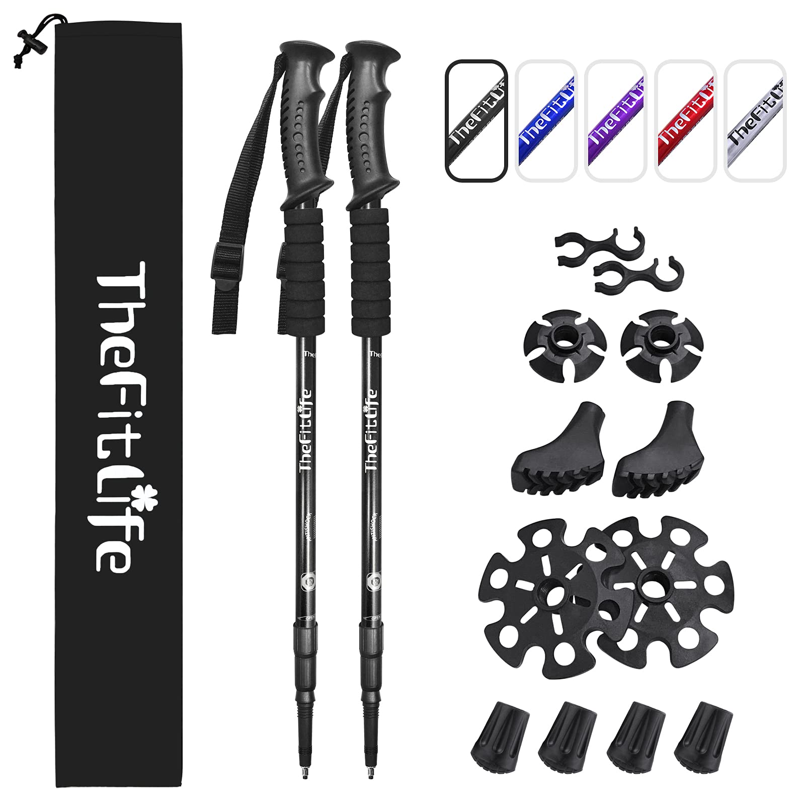 TheFitLife Hiking & Trekking Poles (2-Pack) – Anti-Shock, Quick Lock