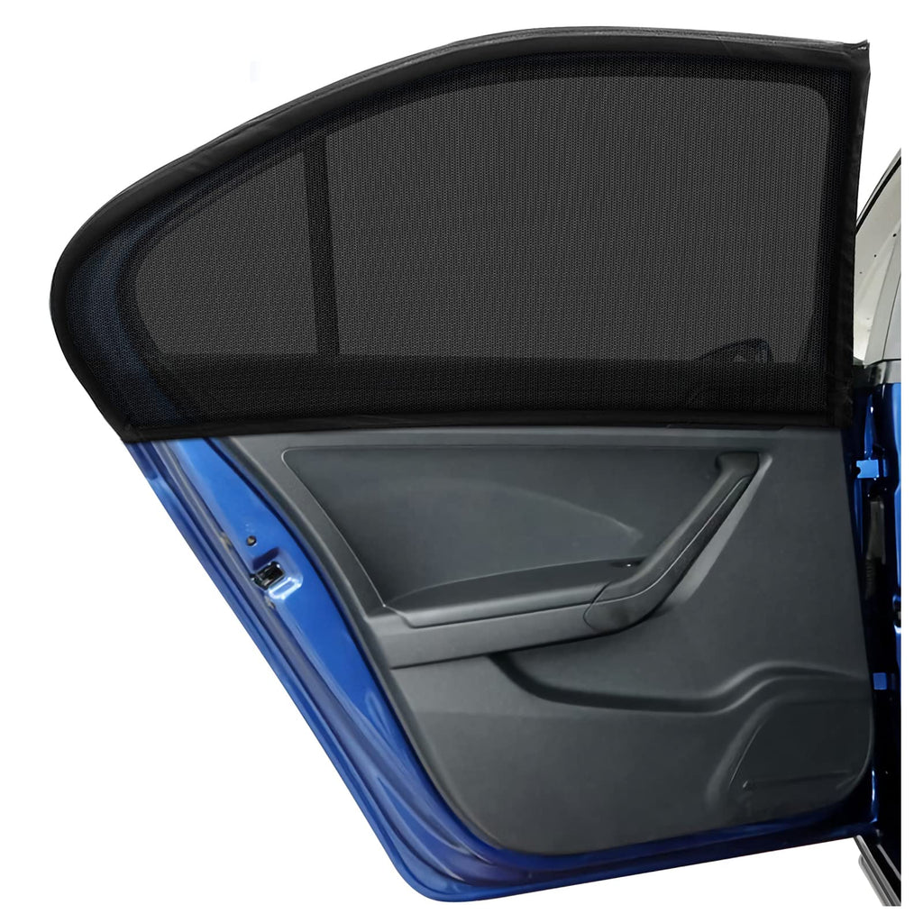 Car door with a black window shade on a white background