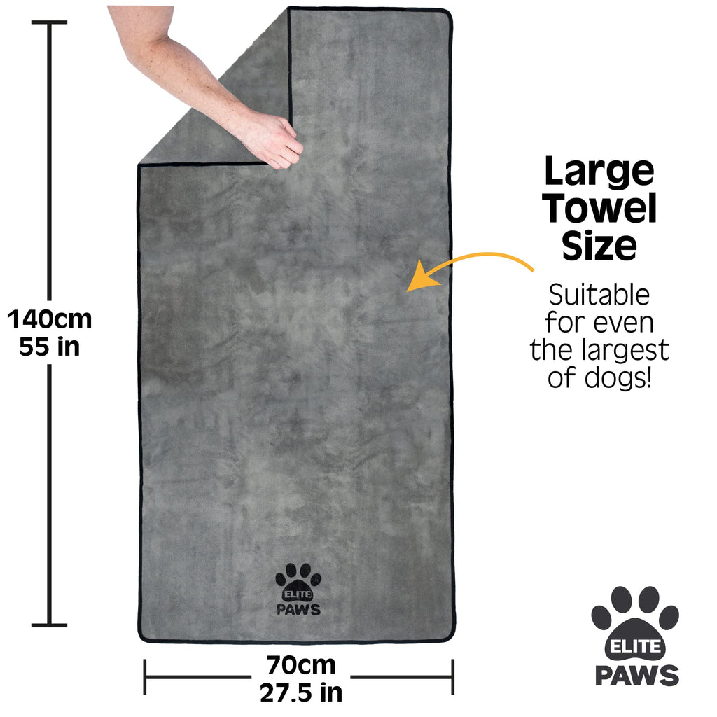 Elite Paws® UK Ultra-Absorbent Dog Towel – Large 140x70cm Super Soft Microfibre Pet Drying Towel, Quick-Dry & Machine Washable, Ideal for Dogs, Cats & Puppies