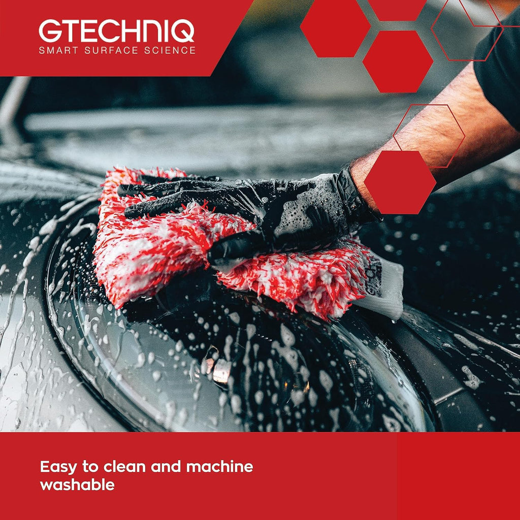 Gtechniq Car Wash Mitt – Soft Microfibre Cleaning Mitt with Foam Core, Low-Friction Glide, and Dirt-Trapping Fibres for Professional Detailing