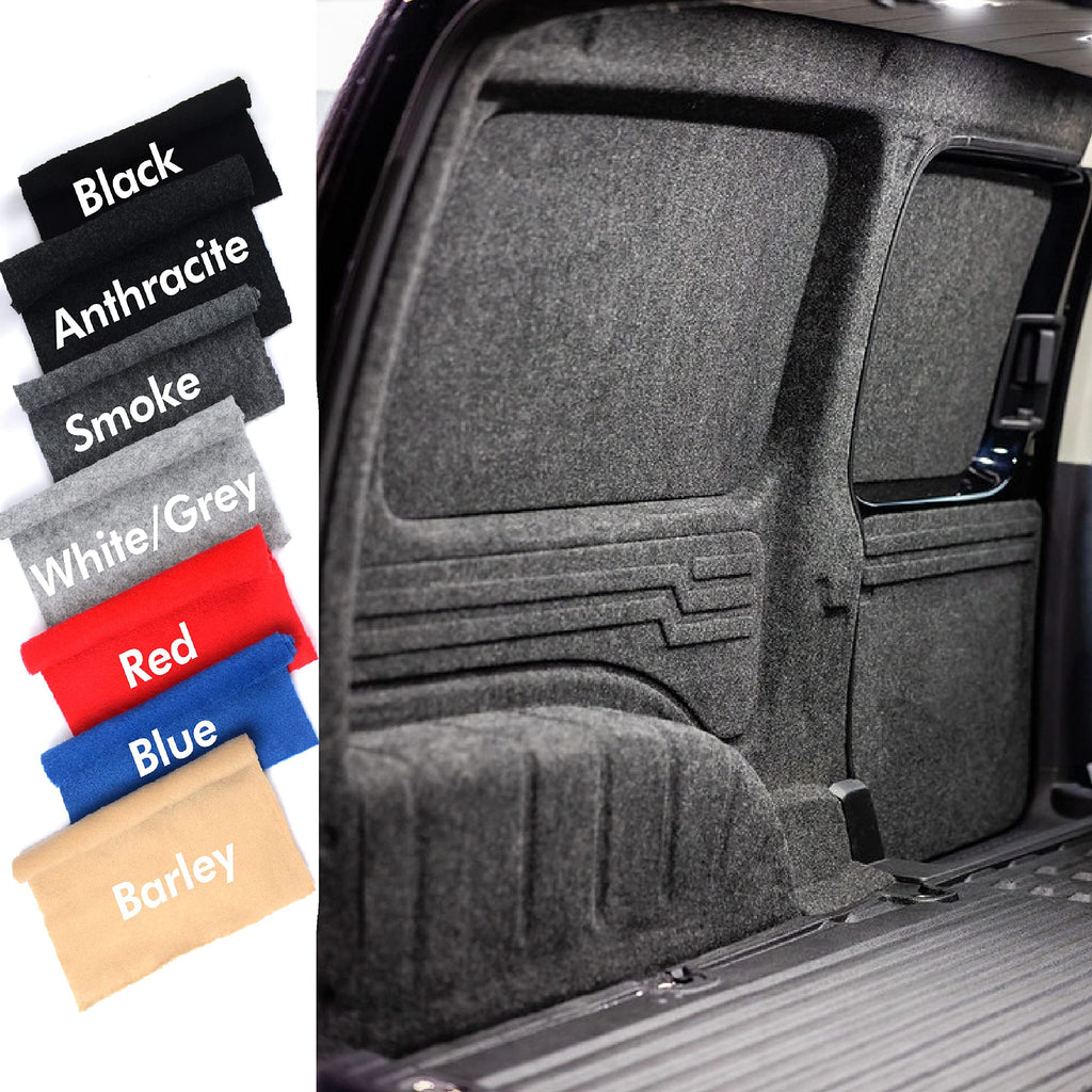 Car interior with gray carpeting and color swatches on a white background