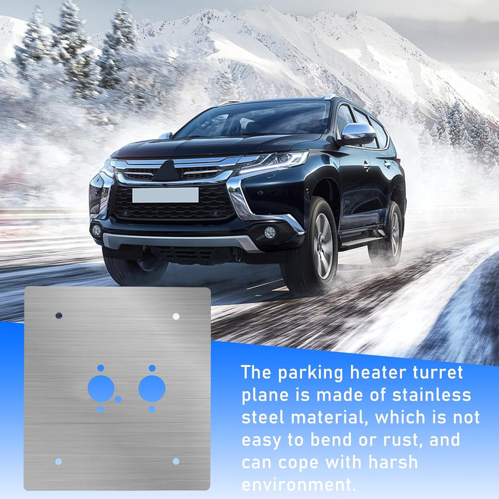 car on winter road showing information on parking heater turret