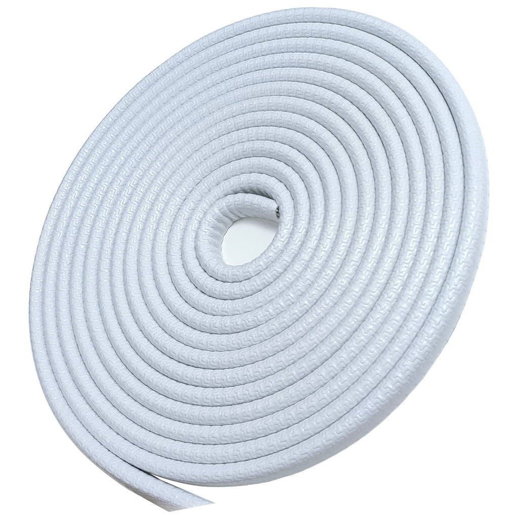 Roll of white foam sealant on a white background