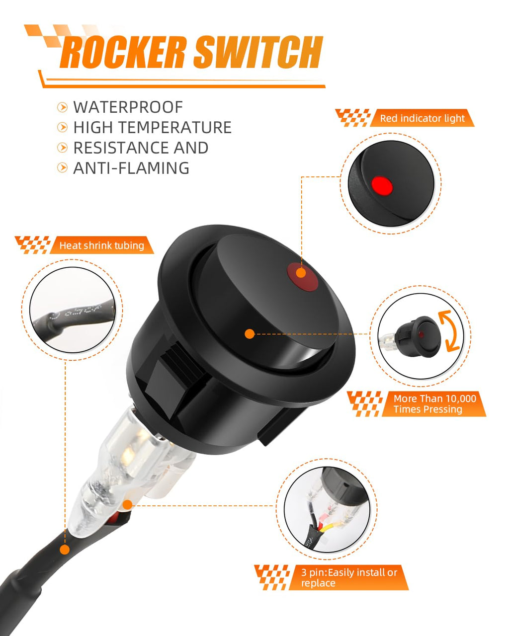 rocker switch for auxiliary wiring harness