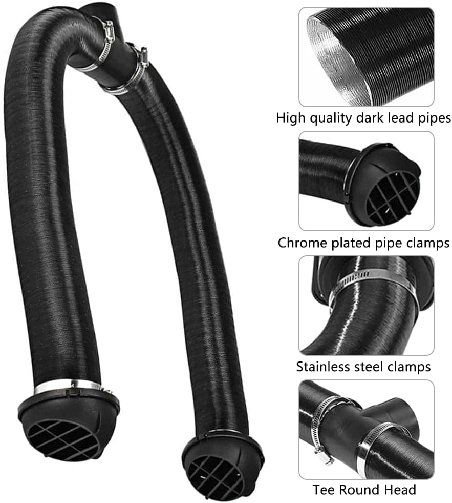 Black flexible hose with chrome clamps on a white background
