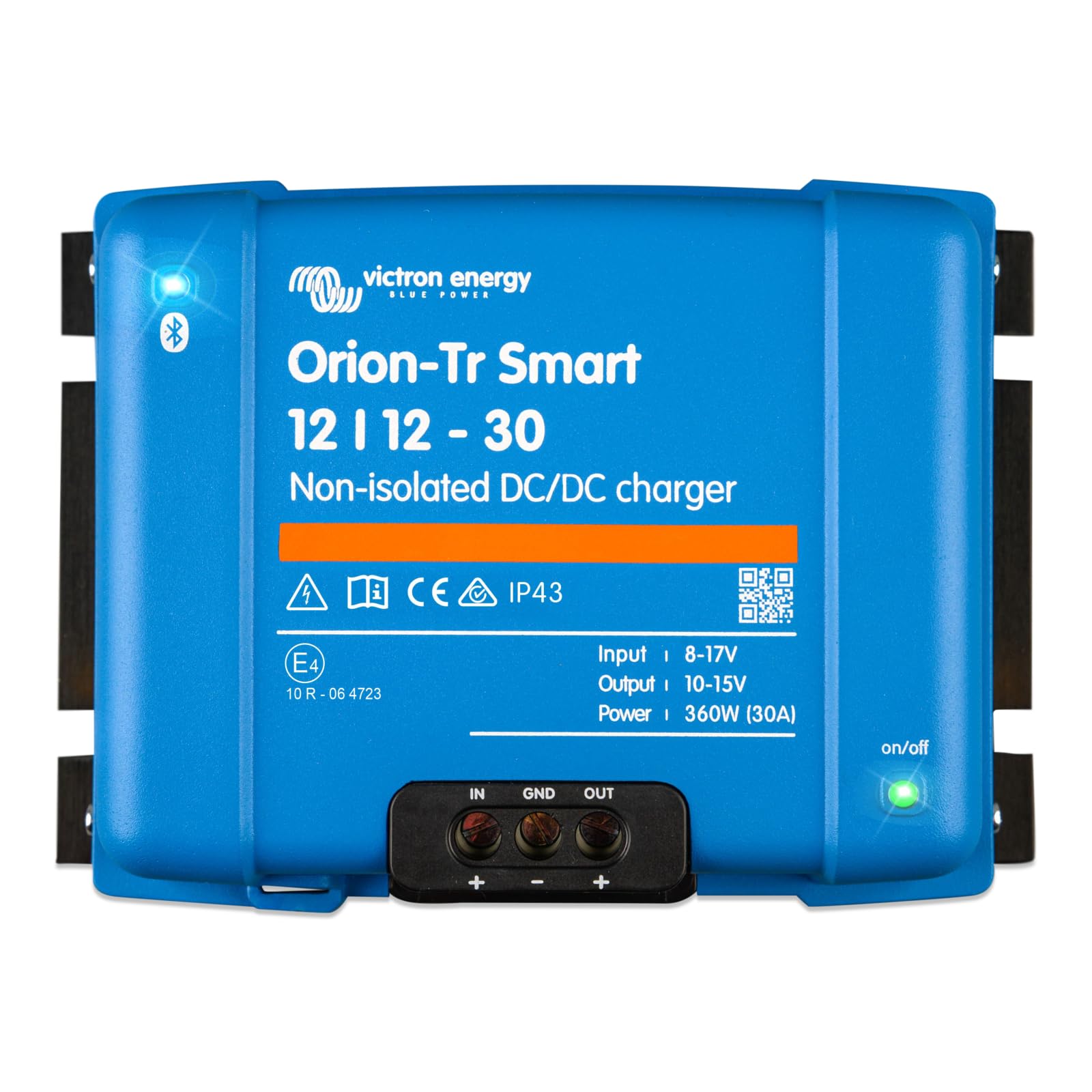 Blue Victron Energy Orion-Tr Smart DC/DC charger on a white background