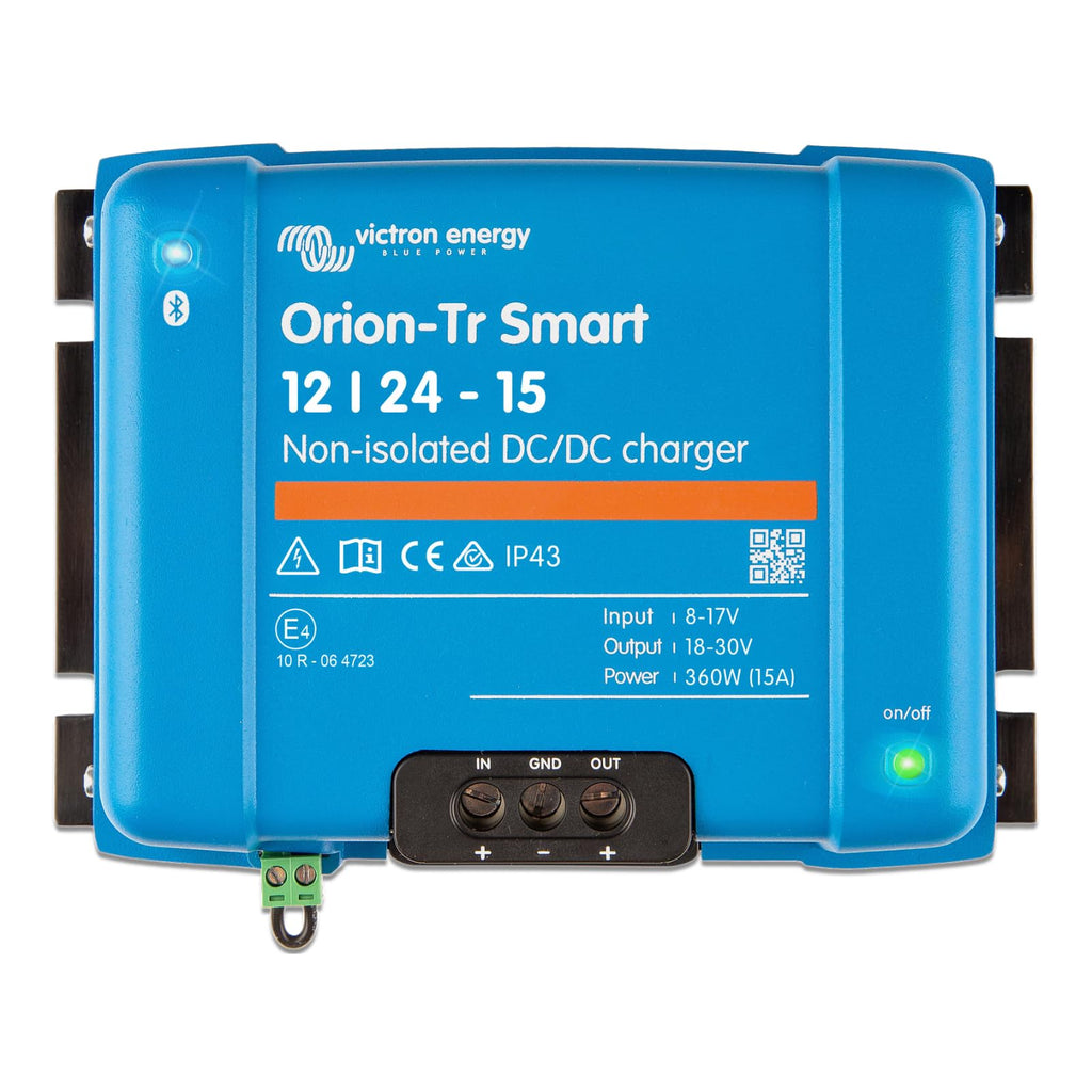 Blue Victron Energy Orion-Tr Smart DC/DC charger on a white background