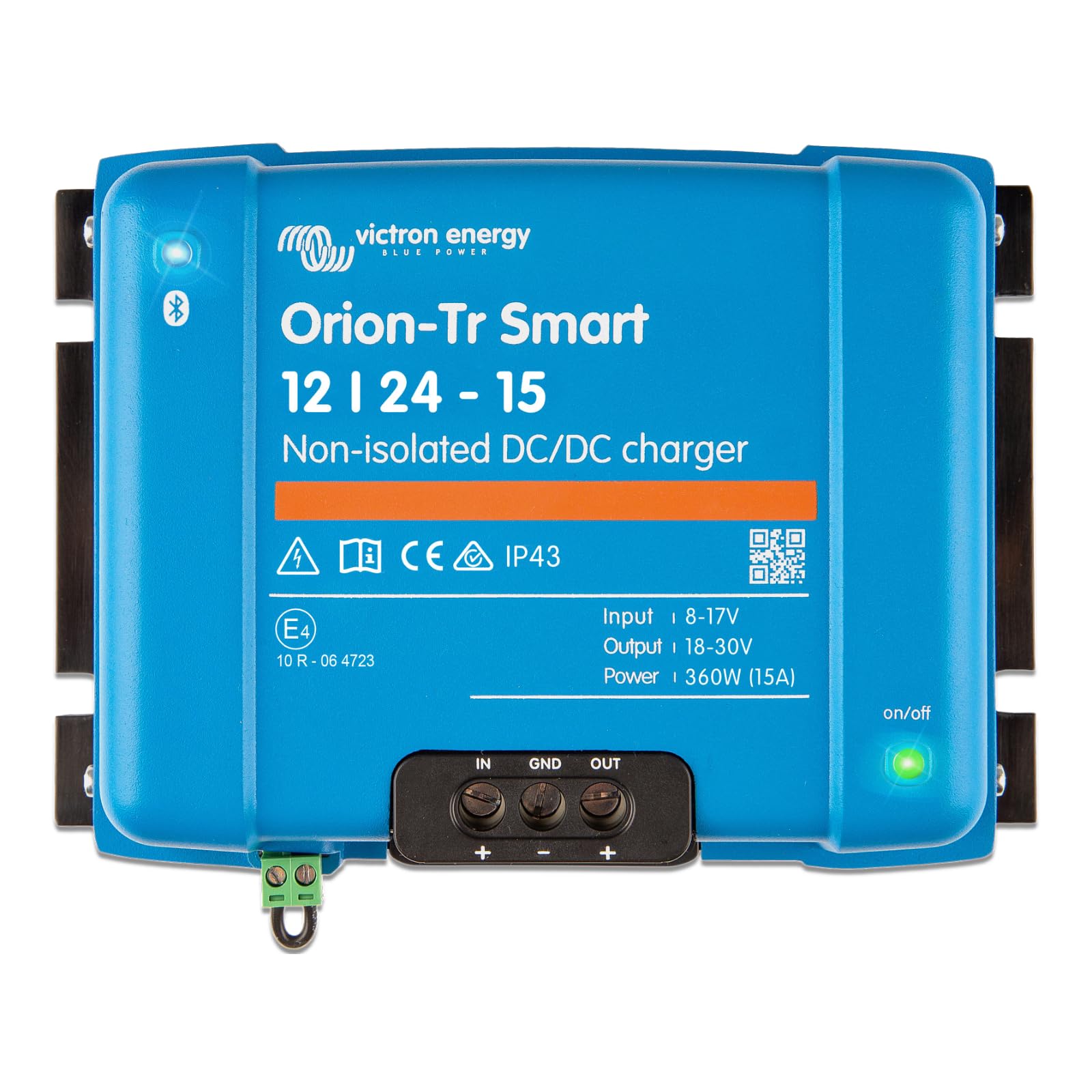 Blue Victron Energy Orion-Tr Smart DC/DC charger on a white background